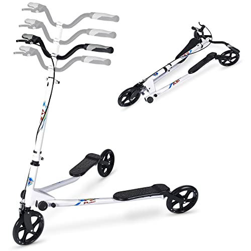 W-SP03 3 Wheel Foldable Swing Scooter Adjustable Handle 220 Lbs