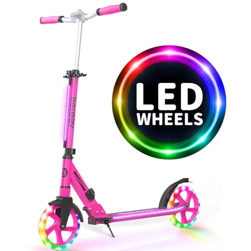 V8 Folding Kick Scooter Light-Up Deck 200mm Wheels Black