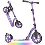 V8 Folding Kick Scooter Light-Up Deck 200mm Wheels Black