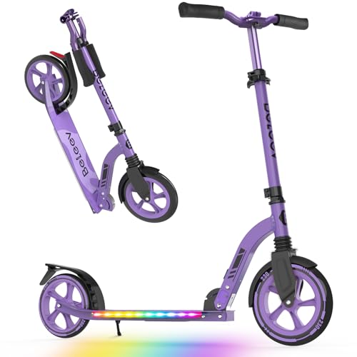 V8 Folding Kick Scooter Light-Up Deck 200mm Wheels Black