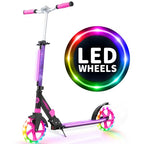 V8 Folding Kick Scooter Light-Up Deck 200mm Wheels Black