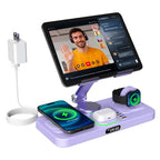 6-in-1 Wireless Charger With Clock and Ambient Light Foldable Stand