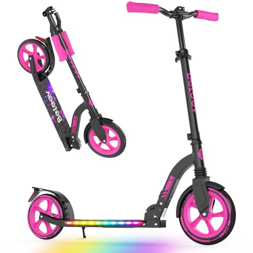 V8 Folding Kick Scooter Light-Up Deck 200mm Wheels Black