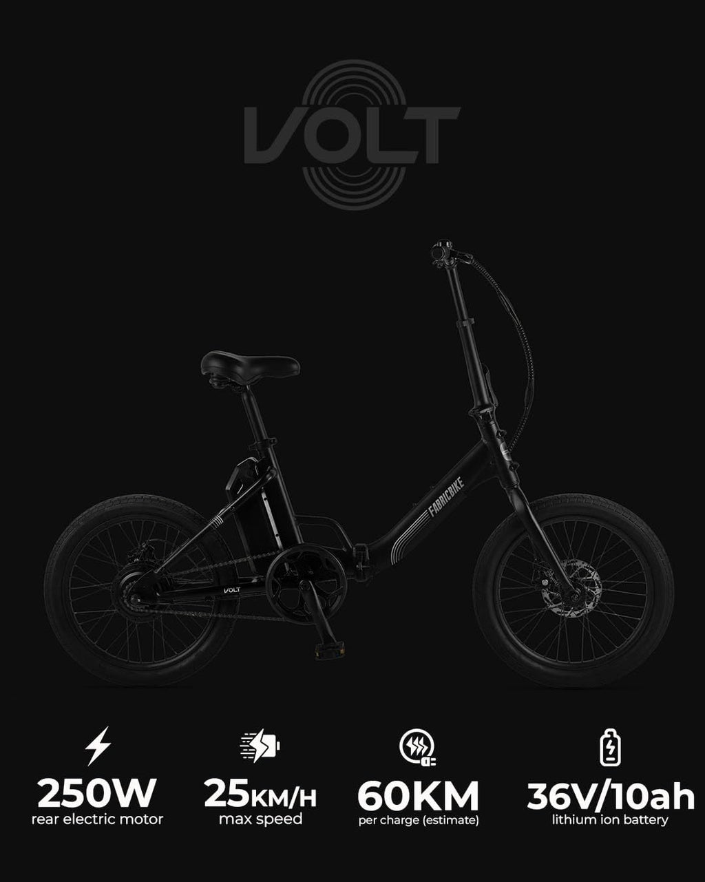 Volt Folding Electric Bike 20in 250W 36V 10Ah