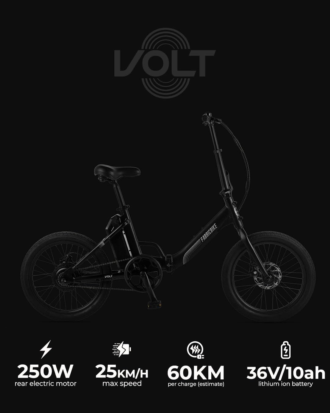 Volt Folding Electric Bike 20in 250W 36V 10Ah