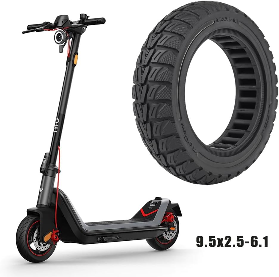 Off-Road Solid Scooter Tire, Puncture-Free Tubeless 9.5x2.5-6.1in Black