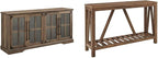 Farmhouse Barn Door TV Stand and Entryway Table Set 58in Rustic Oak
