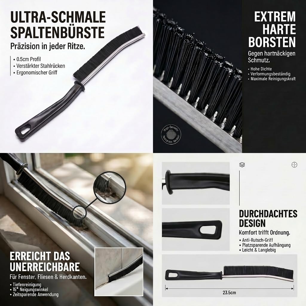 Deep Cleaning Grout And Crevice Brush Set 3 Pack Black