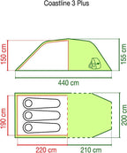 Coastline 3 Plus Tunnel Tent 3 Person Green/Grey