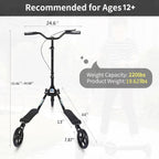 W-SP03 3 Wheel Foldable Swing Scooter Adjustable Handle 220 Lbs