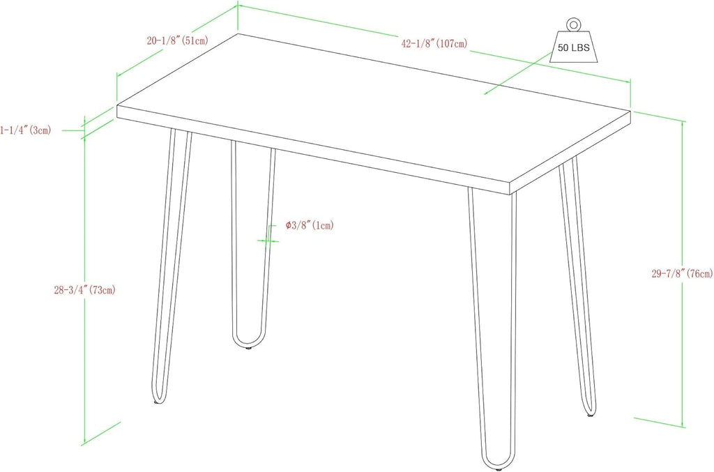 White Faux Marble Top Computer Desk 42in Gold Hairpin Legs