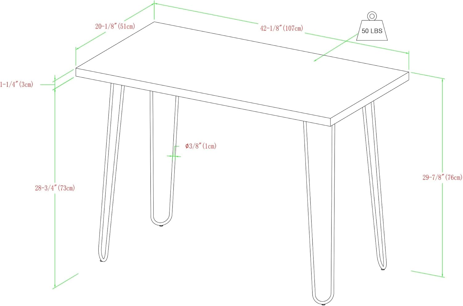 White Faux Marble Top Computer Desk 42in Gold Hairpin Legs
