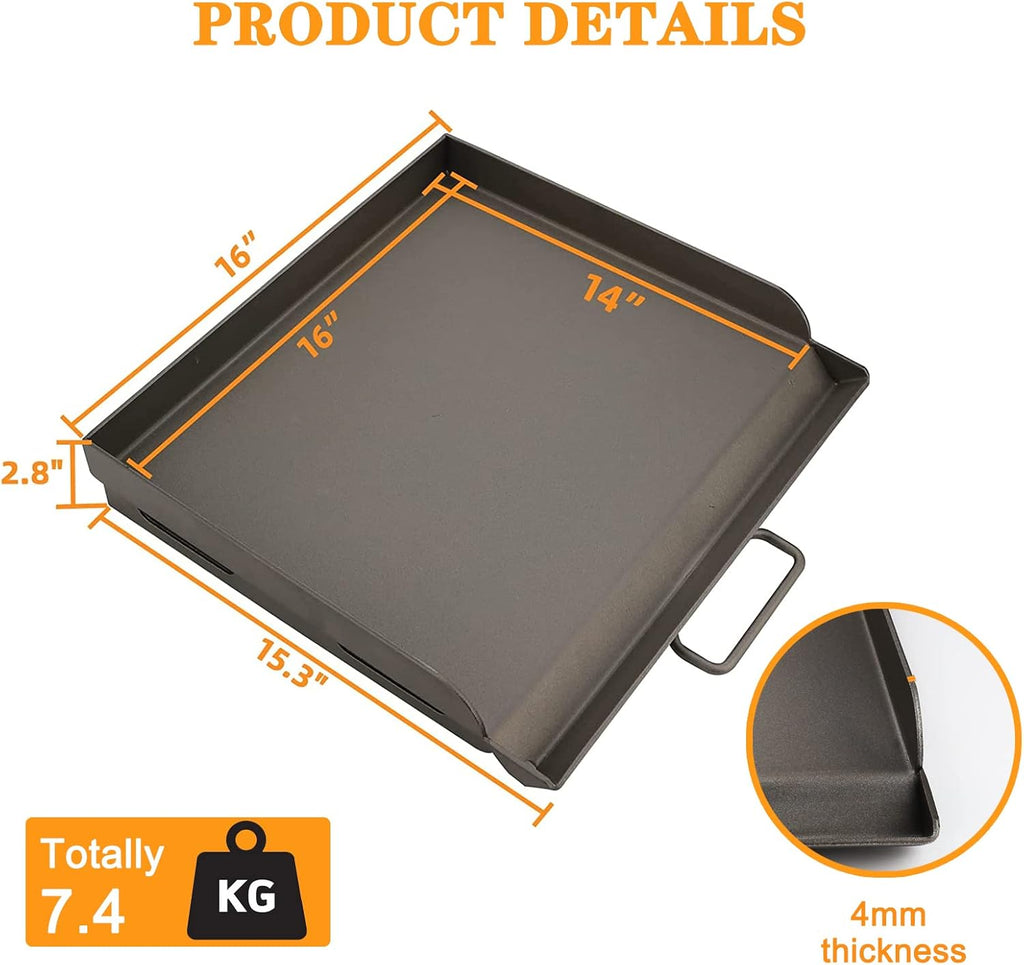 Flat Top Gas Grill Griddle for 14 and 16 Inch Stoves, Nonstick Black