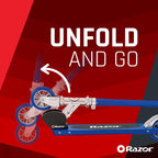 S Sport Kick Scooter Foldable for Ages 6 Plus Blue