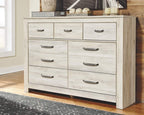 Farmhouse 7 Drawer Dresser and Nightstand Set Whitewash
