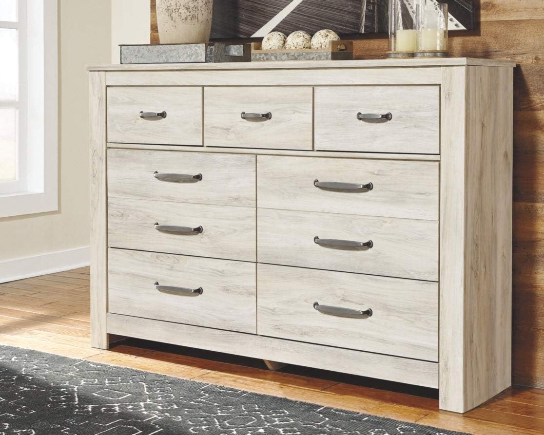 Farmhouse 7 Drawer Dresser and Nightstand Set Whitewash