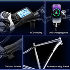 E8 Adult Electric Bicycle 48V 17.5Ah Battery 29in 21-Speed