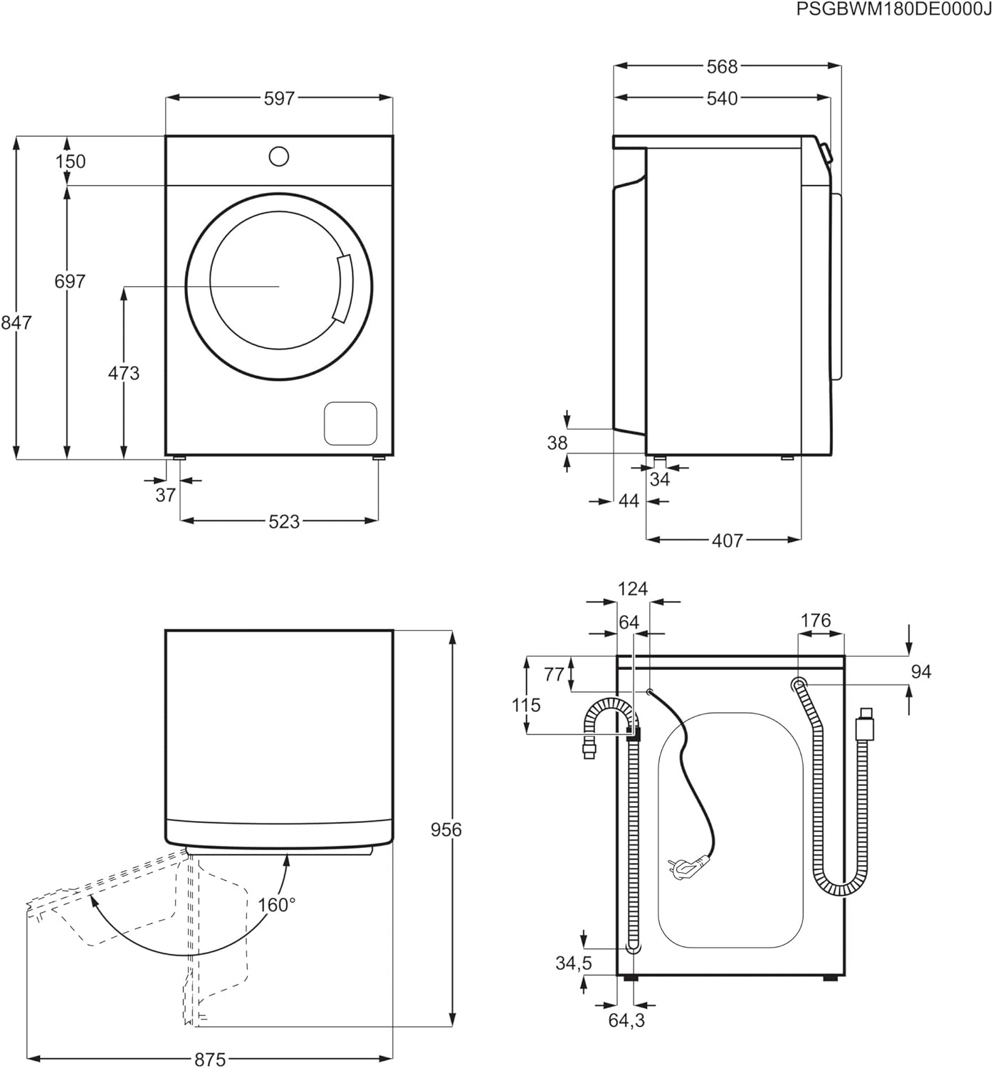 Integrated Front Load Washing Machine 8kg 1400rpm Steam White