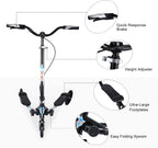 W-SP03 3 Wheel Foldable Swing Scooter Adjustable Handle 220 Lbs