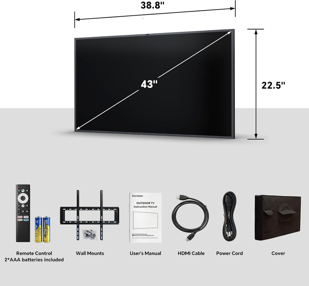 Smart Outdoor TV 1500 Nits 4K UHD Google TV with Anti-Glare Screen
