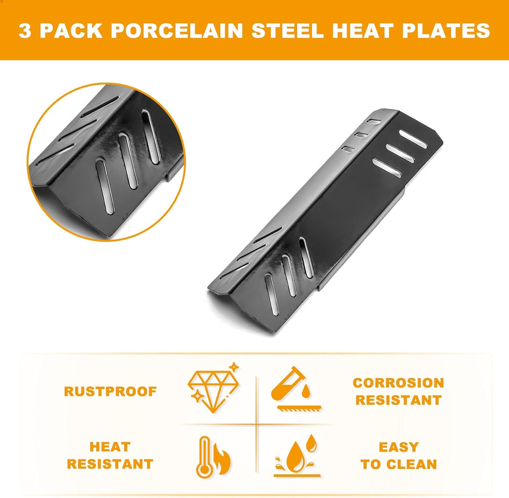 Grill Replacement Kit 3 Pack Porcelain Heat Plates Stainless Burner Tubes