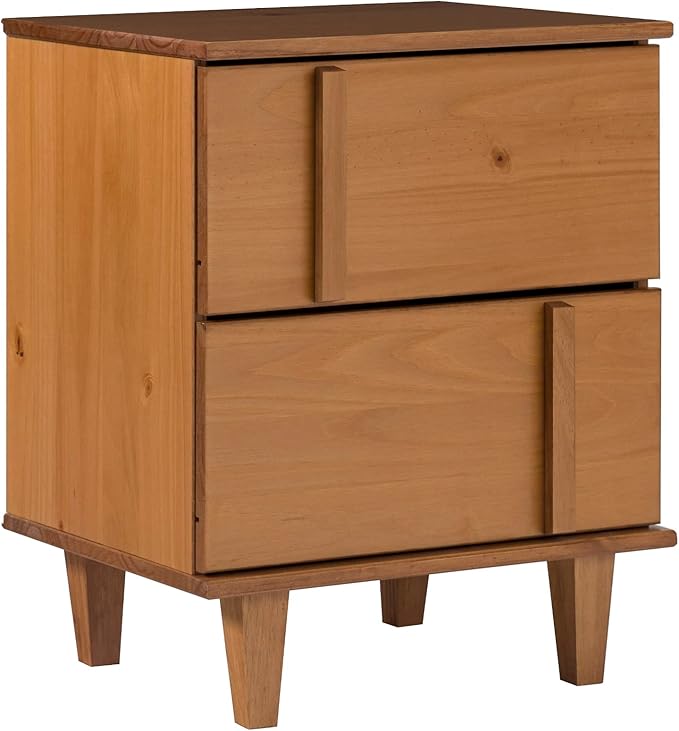Sprague Contemporary Detailed Drawer Solid Wood Nightstand 20 Inch Caramel