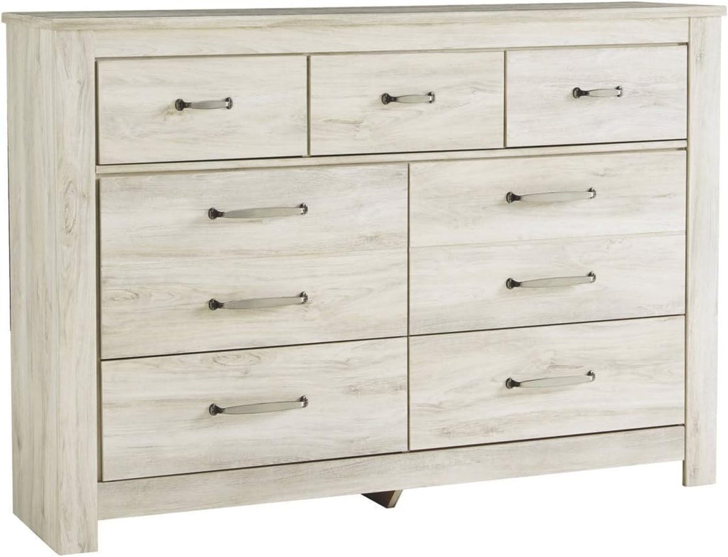 Farmhouse 7 Drawer Dresser and Nightstand Set Whitewash