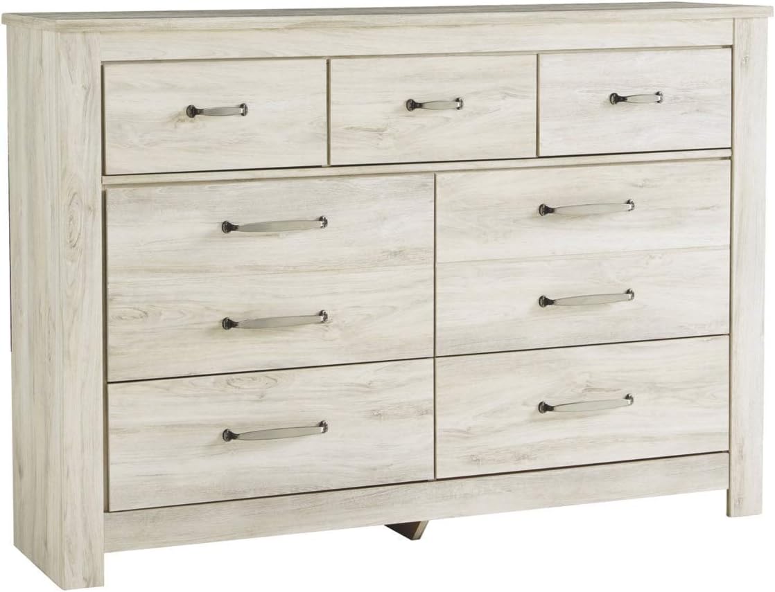 Farmhouse 7 Drawer Dresser and Nightstand Set Whitewash
