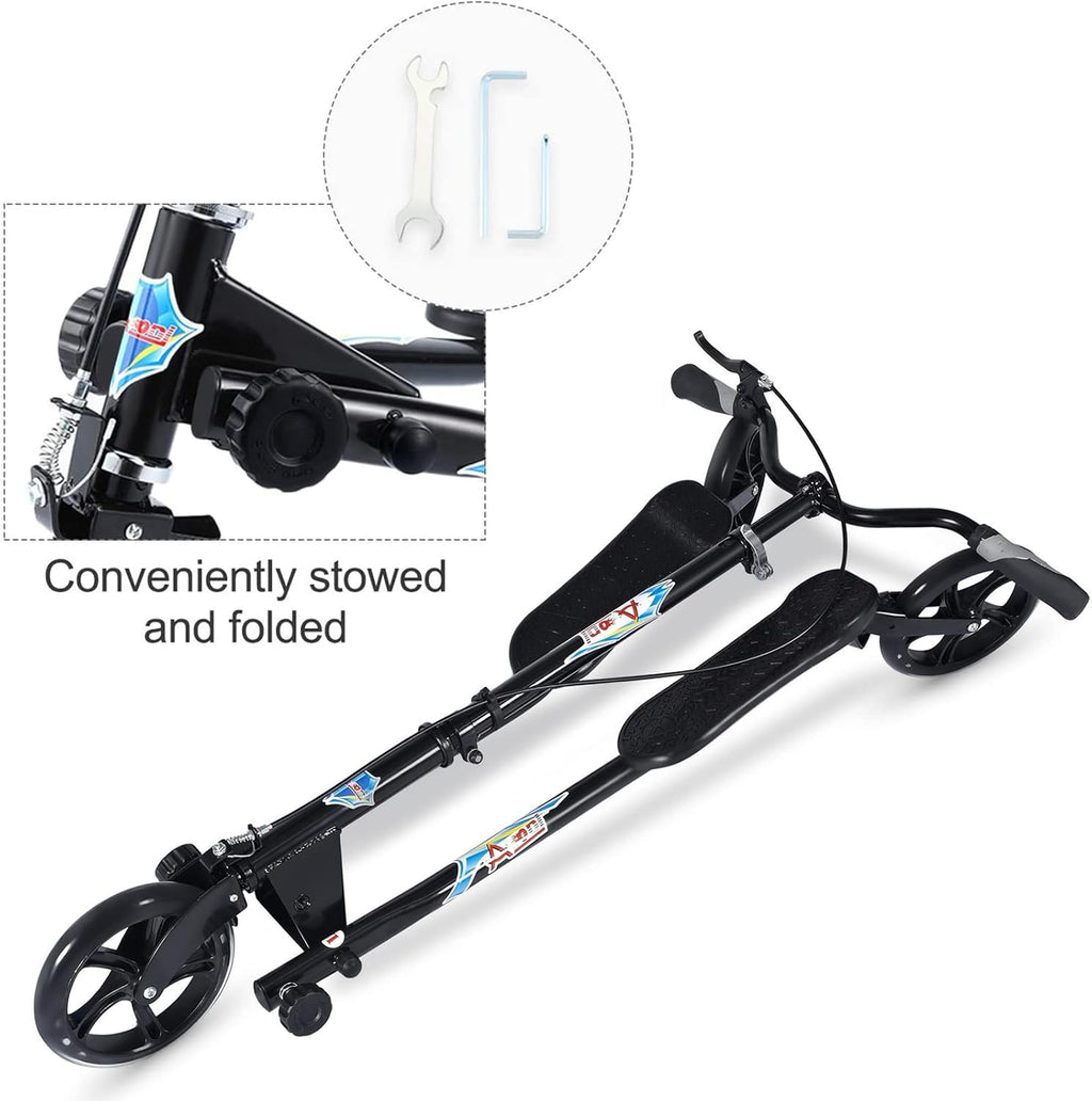 W-SP03 3 Wheel Foldable Swing Scooter Adjustable Handle 220 Lbs