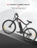 Electric Mountain Bike 26in 36V 13Ah Dual Suspension Disc Brake Black
