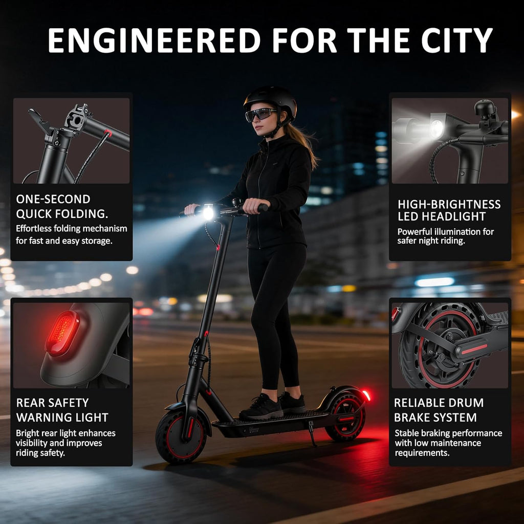 Adult Folding Electric Scooter 10.4Ah Battery Dual Suspension 35km Range
