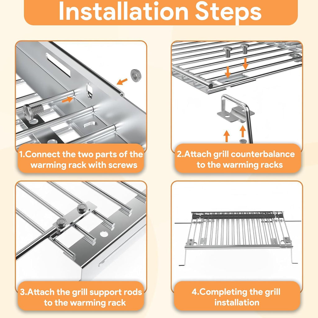 Adjustable Warming Rack for Gas Grills 13.3 to 25.2 Inches