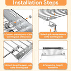 Adjustable Warming Rack for Gas Grills 13.3 to 25.2 Inches