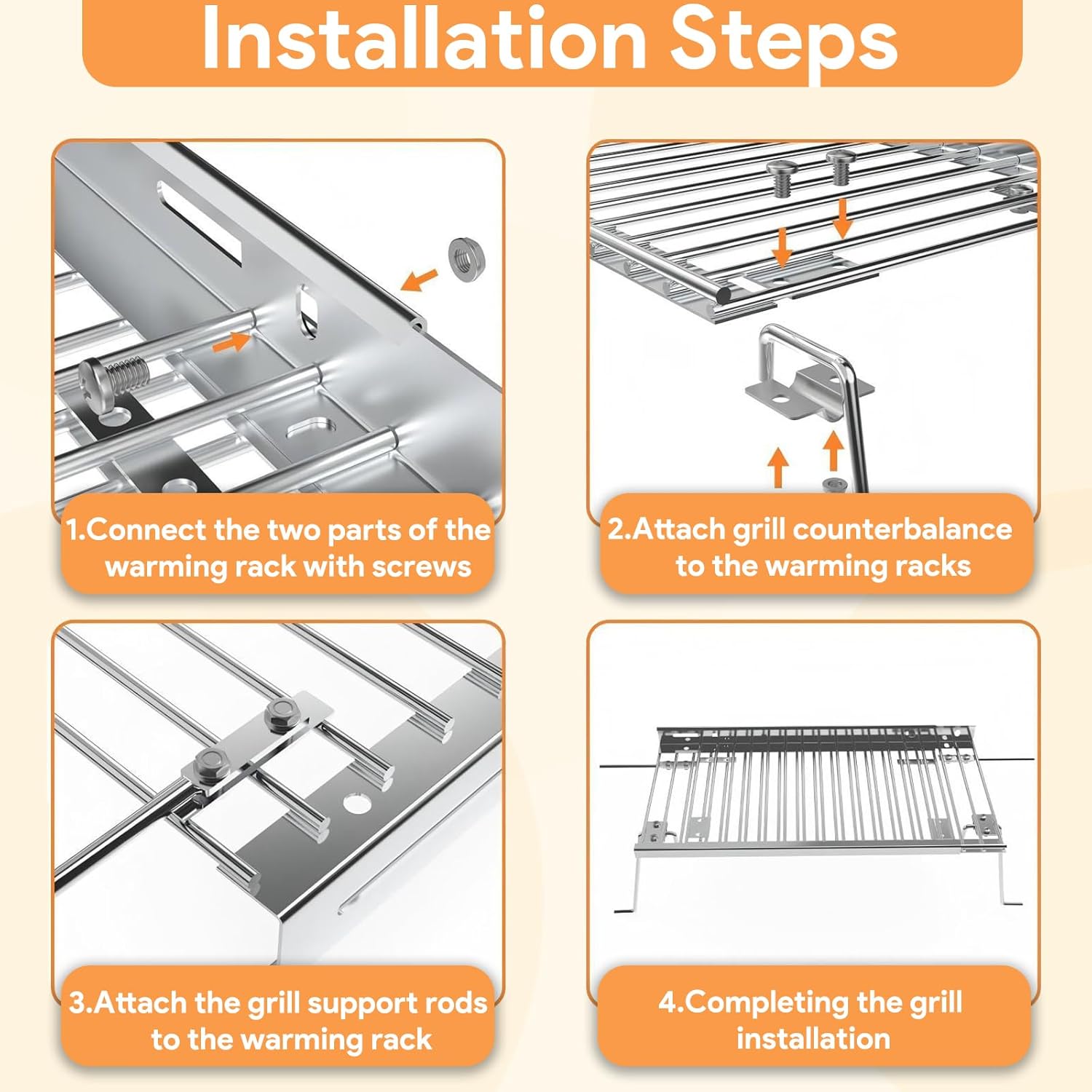 Adjustable Warming Rack for Gas Grills 13.3 to 25.2 Inches