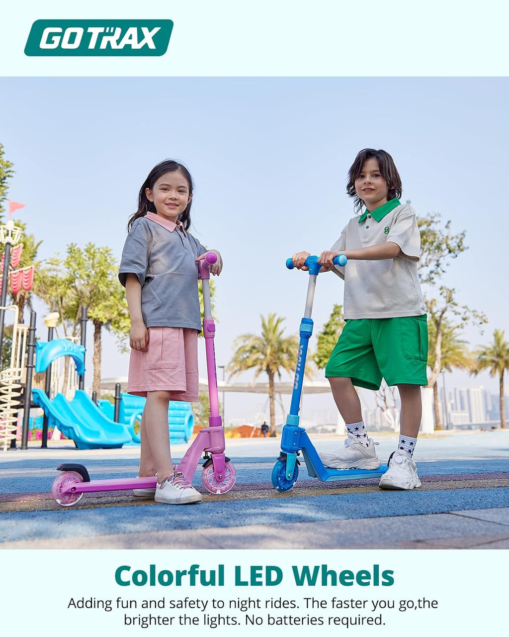 K03 Kick Scooter With LED Lighted Wheels Adjustable Handlebars