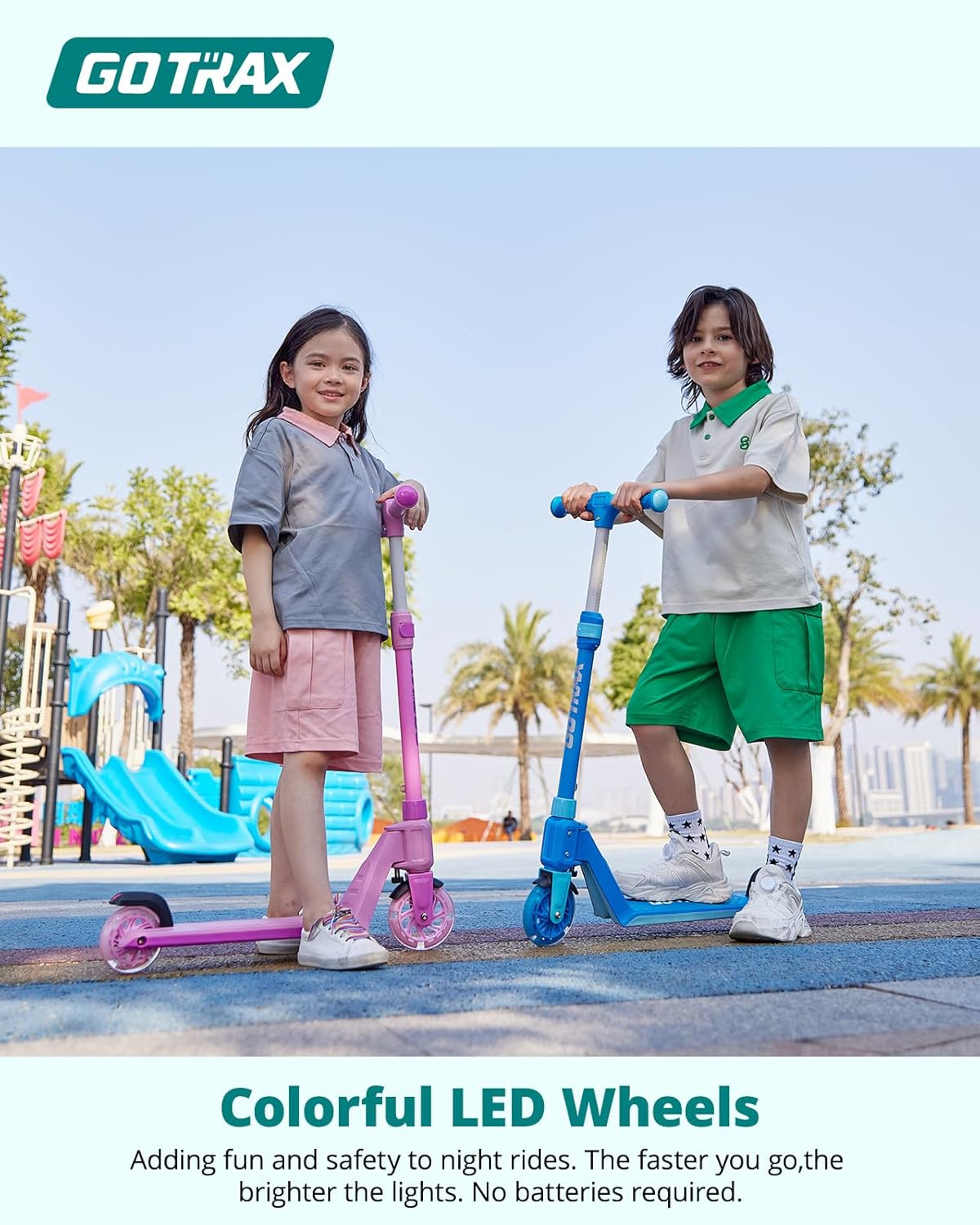 K03 Kick Scooter With LED Lighted Wheels Adjustable Handlebars