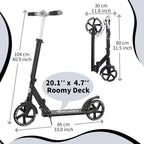 V8 Folding Kick Scooter Light-Up Deck 200mm Wheels Black