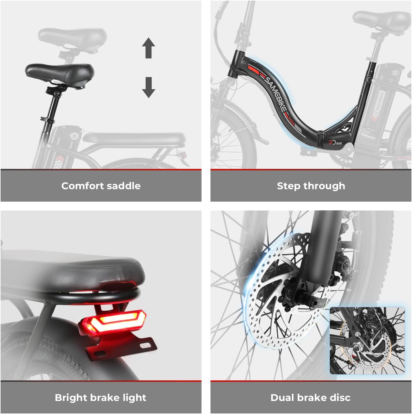 Foldable Electric Bike 20 Inch Fat Tire 7 Speed Dual Shock Absorber