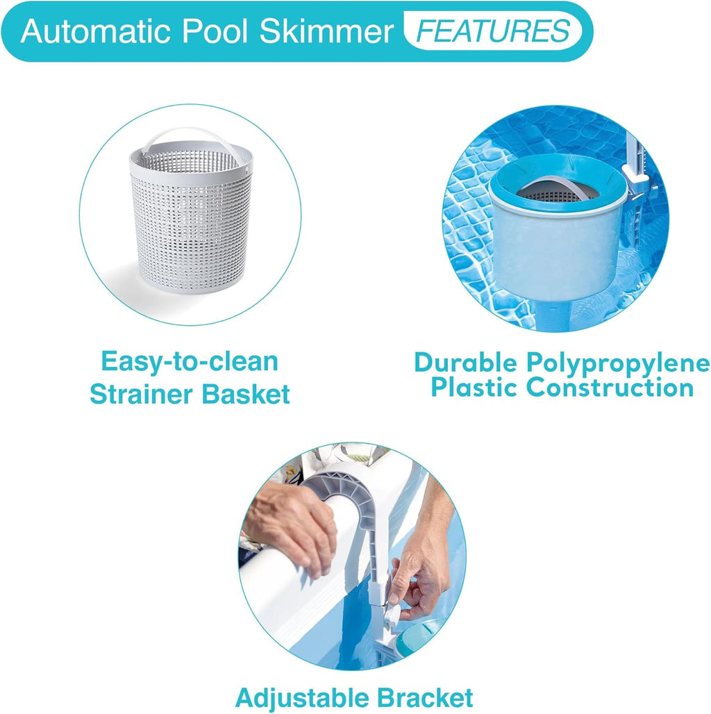 Deluxe Wall-Mounted Pool Surface Automatic Skimmer 800 GPH+ Blue