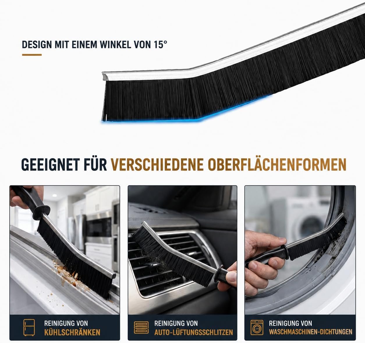 Deep Cleaning Grout And Crevice Brush Set 3 Pack Black