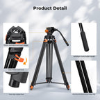 Heavy Duty Video Tripod with Fluid Head 202cm 8kg Load