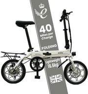 1885 Explorer Folding Electric Bike 250W Motor 25 Mile Range White