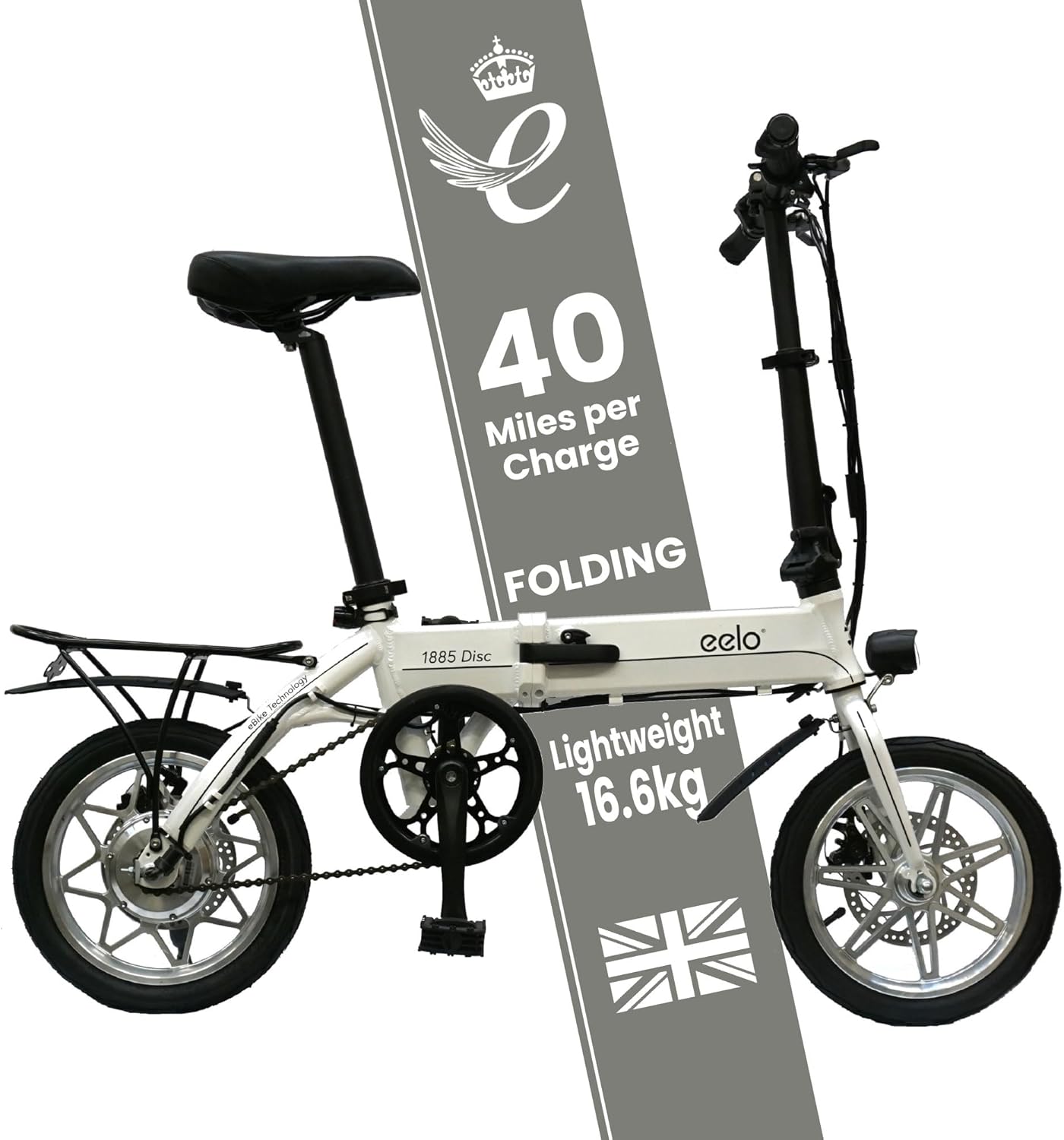 1885 Explorer Folding Electric Bike 250W Motor 25 Mile Range White