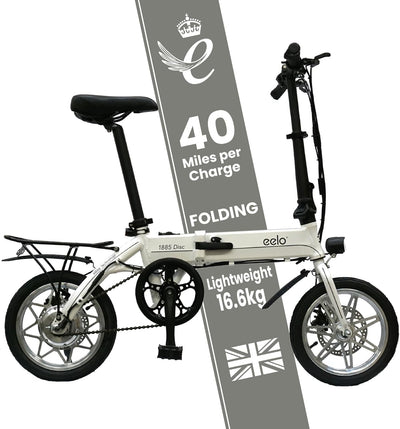 1885 Explorer Folding Electric Bike 250W Motor 25 Mile Range White