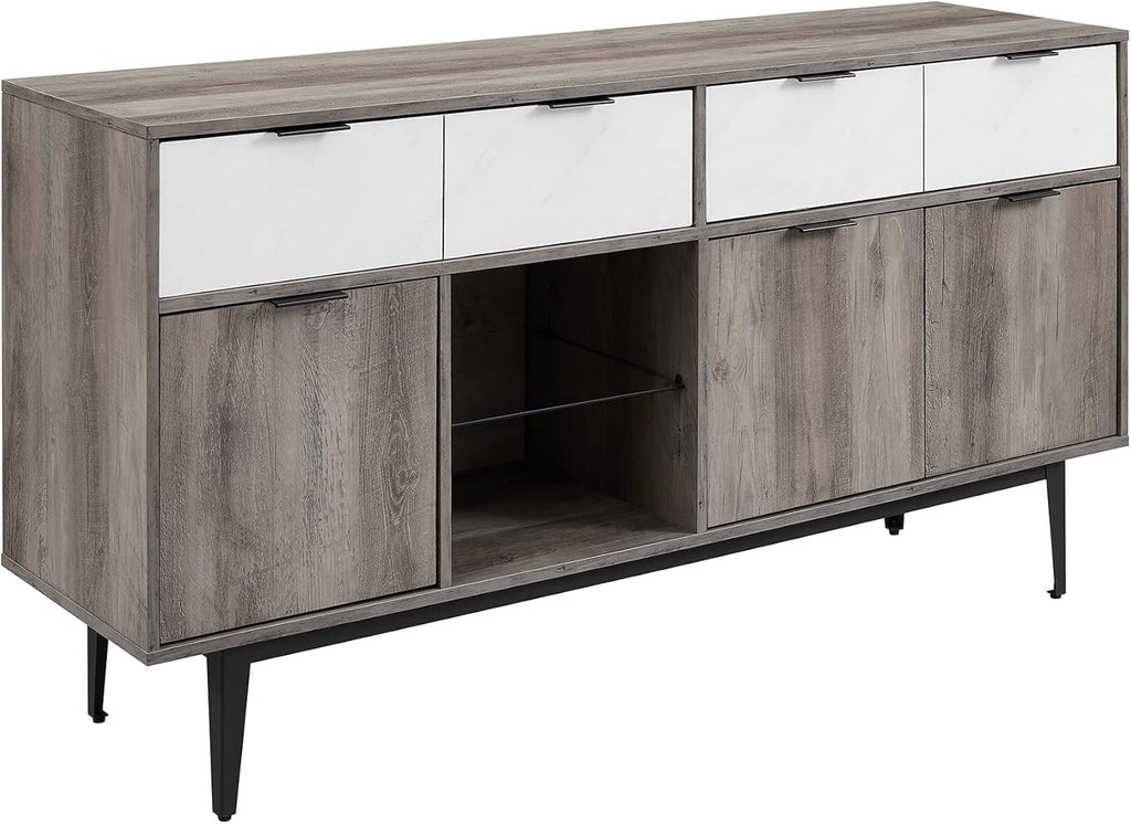 60 In Farmhouse Sideboard 2 Drawer 3 Door Grey Wash