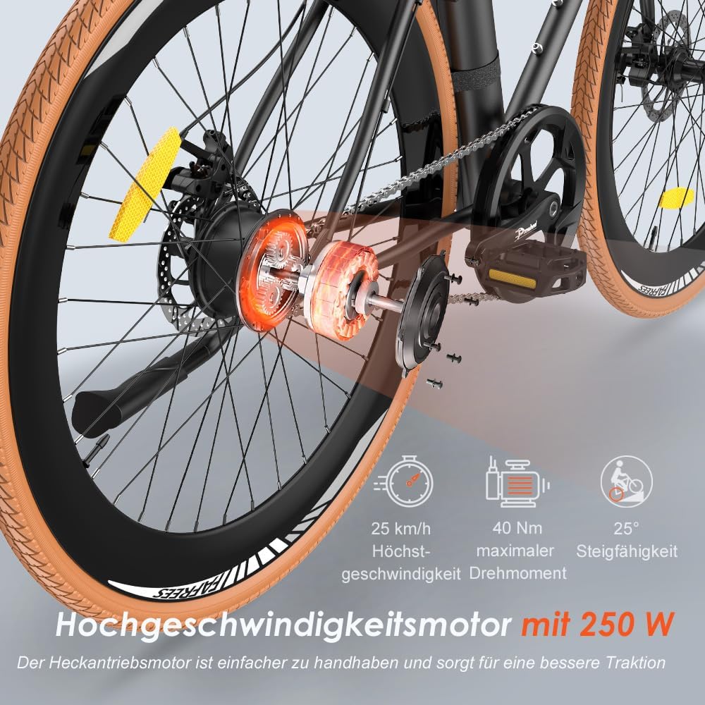 F1 Electric Bike 250W 36V 10Ah Pedelec Black 700C