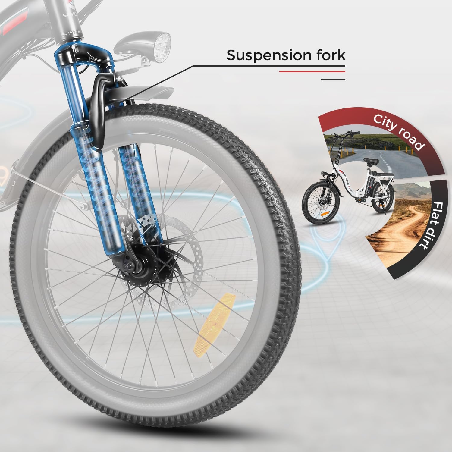 Foldable Electric Bike 20 Inch Fat Tire 7 Speed Dual Shock Absorber