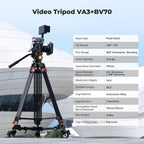 Heavy Duty Video Tripod with Fluid Head 202cm 8kg Load