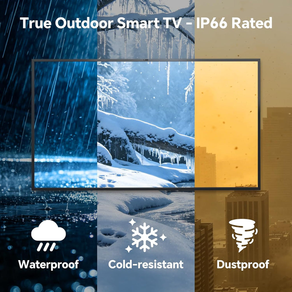 Smart Outdoor TV 1500 Nits 4K UHD Google TV with Anti-Glare Screen