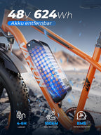 M26-2 Pro Electric Fat Bike 26in 250W Motor 48V 13Ah Orange